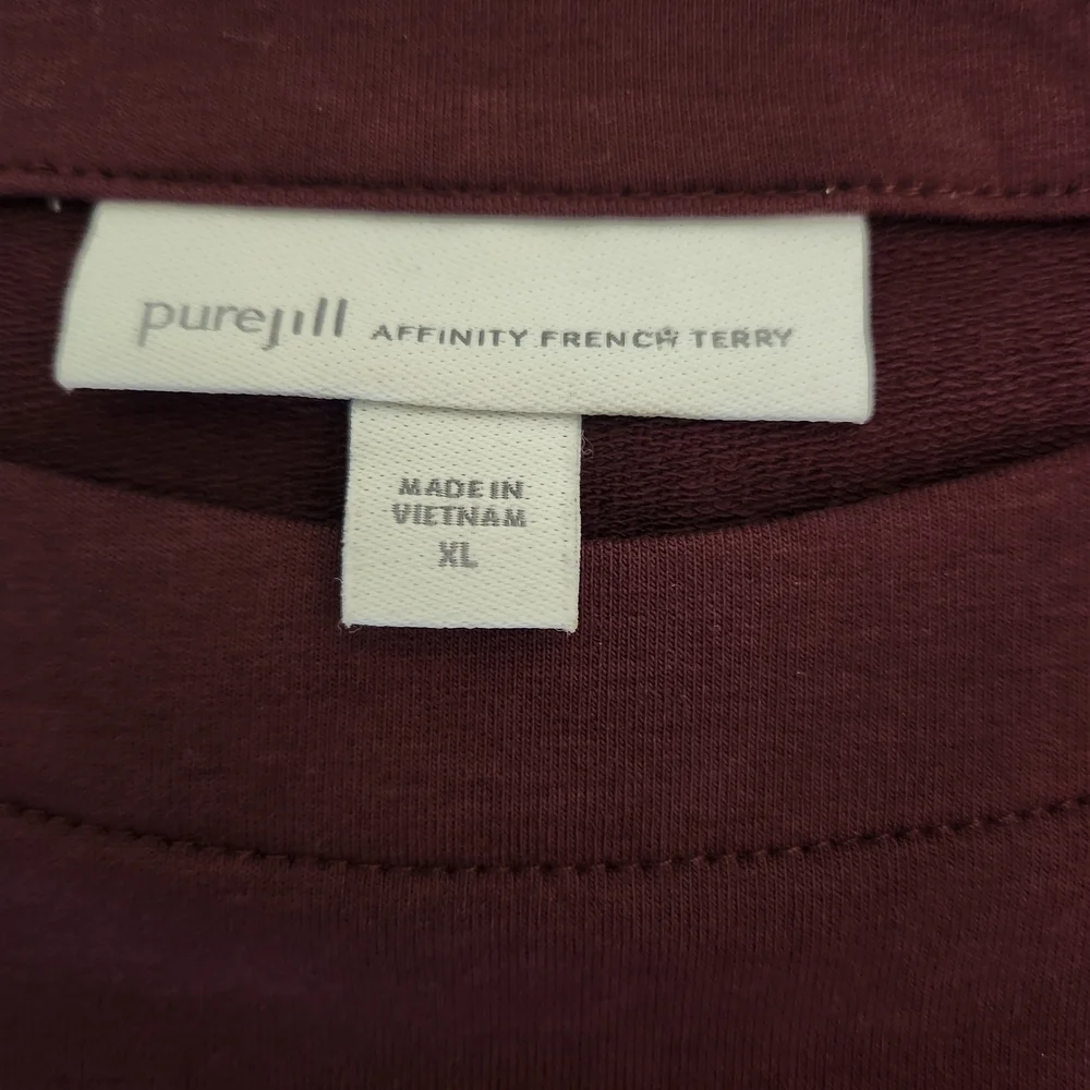 Pure Jill J. Jill Burgundy Plum Pima Cotton Blend Dress with pockets, sz 2 - Picture 6 of 8